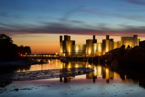 brown castle at golden hour